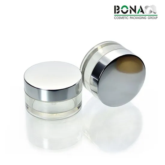 Pot en acrylique transparent à double paroi de pot cosmétique 50g pour emballage cosmétique